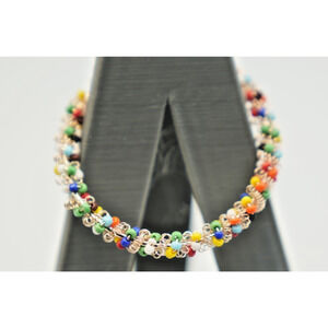 Handmade Colorful Seed Bead Hoop Earrings Boho Style 2 1/2" Diameter Lightweight